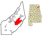 DeKalb County Alabama Incorporated and Unincorporated areas Fort Payne Highlighted